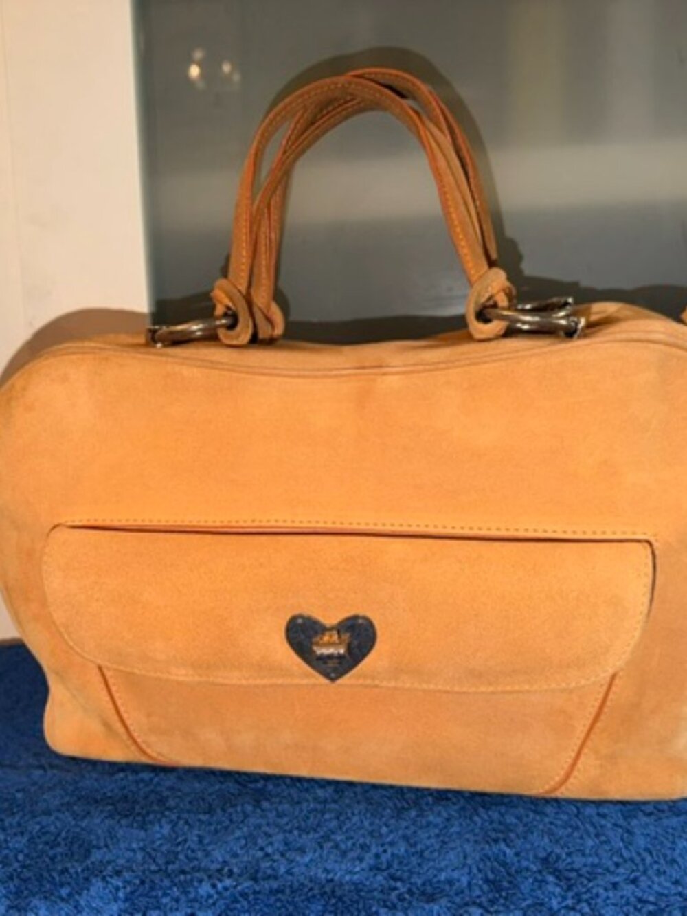 Escada Heart Satchel, Suede, Peach, beautiful hardware